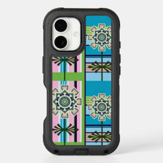 Retro geometric patterns and fantasy flowers iPhone 16 case