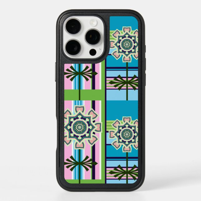 Retro geometric patterns and fantasy flowers otterbox iPhone case (Back)