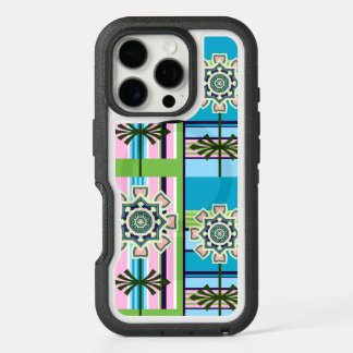 Retro geometric patterns and fantasy flowers iPhone 16 pro case