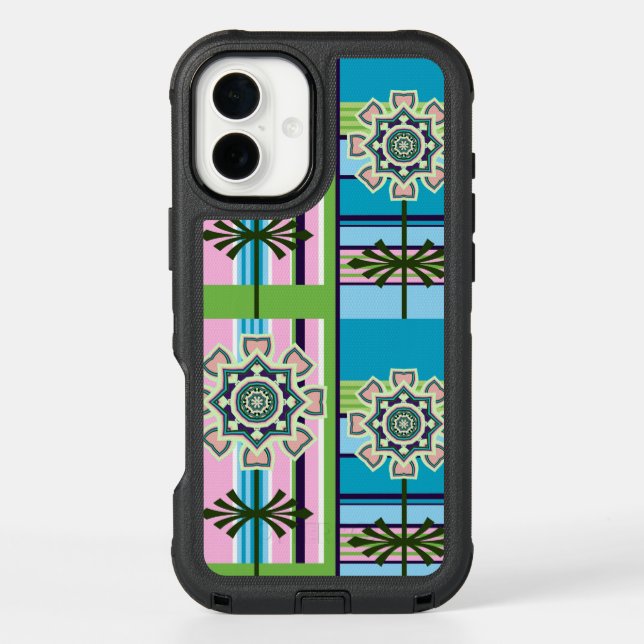 Retro geometric patterns and fantasy flowers otterbox iPhone case (Back)