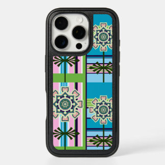 Retro geometric patterns and fantasy flowers iPhone 16 pro case