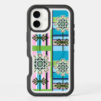 Retro geometric patterns and fantasy flowers iPhone 16 plus case