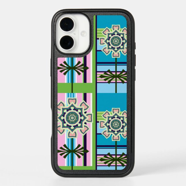 Retro geometric patterns and fantasy flowers otterbox iPhone case (Back)