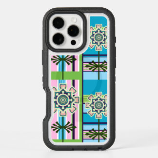 Retro geometric patterns and fantasy flowers iPhone 16 pro max case