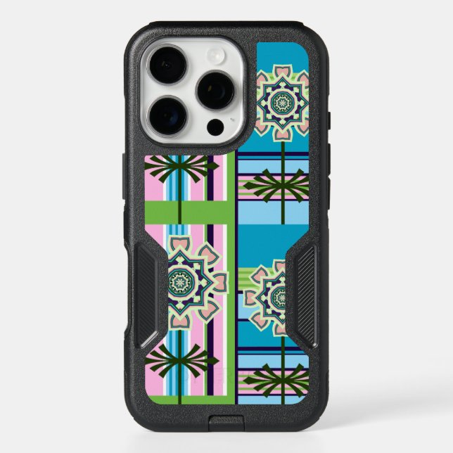 Retro geometric patterns and fantasy flowers otterbox iPhone case (Back)