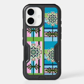 Retro geometric patterns and fantasy flowers iPhone 16 case