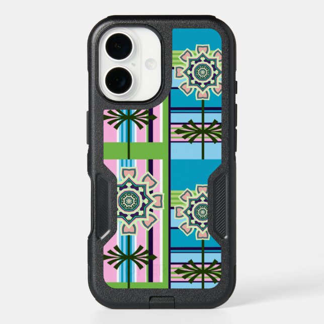 Retro geometric patterns and fantasy flowers otterbox iPhone case (Back)
