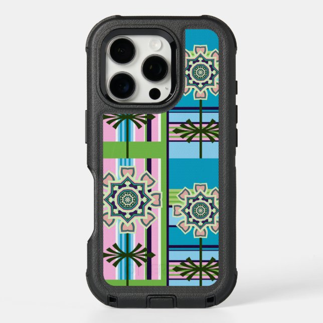 Retro geometric patterns and fantasy flowers otterbox iPhone case (Back)