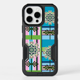 Retro geometric patterns and fantasy flowers iPhone 16 pro max case