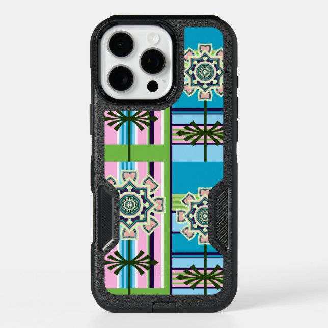 Retro geometric patterns and fantasy flowers otterbox iPhone case (Back)
