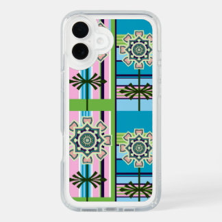 Retro geometric patterns and fantasy flowers iPhone 16 plus case