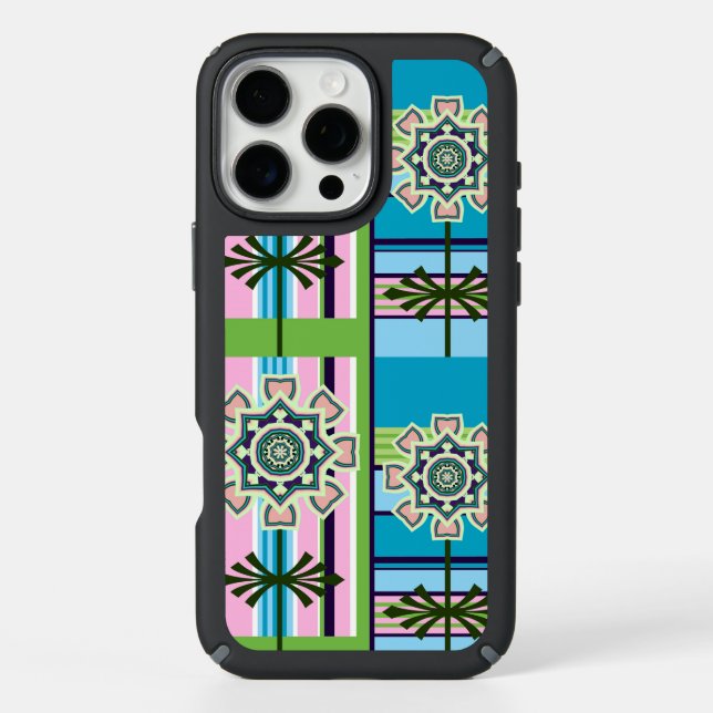 Retro geometric patterns and fantasy flowers speck iPhone case (Front)