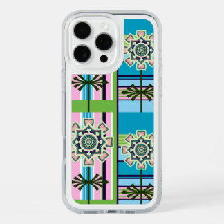 Retro geometric patterns and fantasy flowers iPhone 16 pro max case