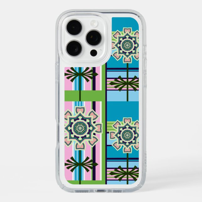 Retro geometric patterns and fantasy flowers speck iPhone case (Front)