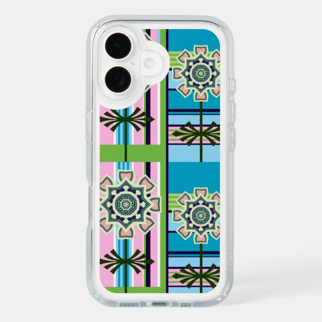 Retro geometric patterns and fantasy flowers speck iPhone case (Front)