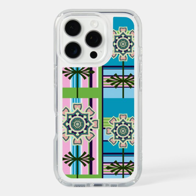 Retro geometric patterns and fantasy flowers speck iPhone case (Front)