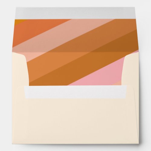 Retro Geometric Pink and Orange Bridal Shower Invi Envelope
