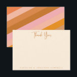 Retro Geometric Pink and Orange Personalized Thank You Card<br><div class="desc">Retro Geometric Pink and Orange Chic Personalized Thank You Card</div>