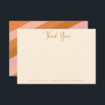 Retro Geometric Pink and Orange Personalized Thank You Card<br><div class="desc">Retro Geometric Pink and Orange Chic Personalized Thank You Card</div>