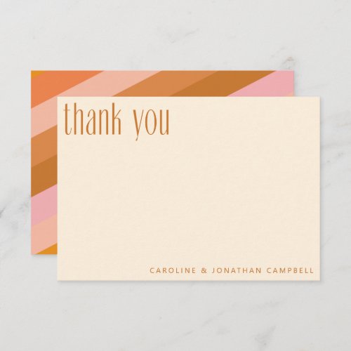 Retro Geometric Pink Terracotta Custom Wedding Thank You Card