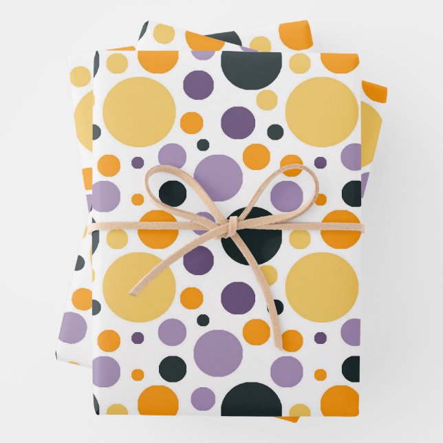 Retro Geometric Polka Dot Seamless Pattern Wrapping Paper Sheets (In situ)
