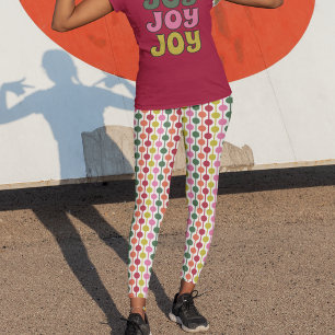 Retro Geometric Print 1970s Patterned Christmas Leggings