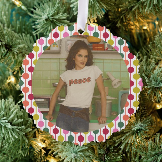 Retro Geometric Print 1970s Patterned Christmas Ornament Card (Insitu (Tree))