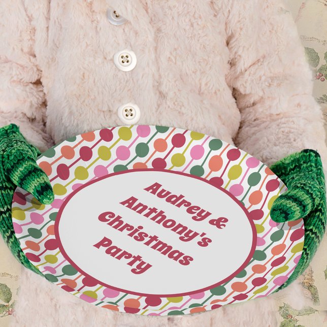 Retro Geometric Print 1970s Patterned Christmas Paper Plates (Creator Uploaded)