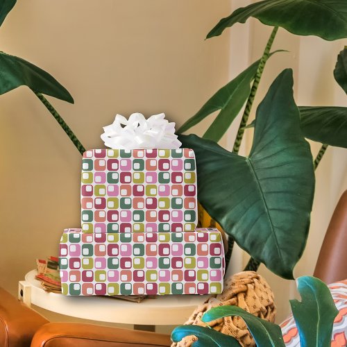 Retro Geometric Print 1970s Patterned Christmas Wrapping Paper