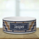 Retro Geometric Print Pet Bowl<br><div class="desc">Treat your furry friend like royalty with this pet bowl that boasts a vintage-inspired geometric design. Make it your own by customizing it with a monogram,  name,  or text of your choosing!</div>