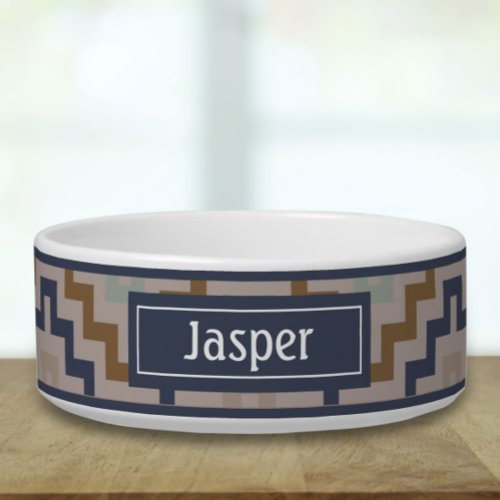 Retro Geometric Print Pet Bowl