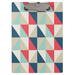Retro Geometric Red and Blue Triangles Pattern Clipboard