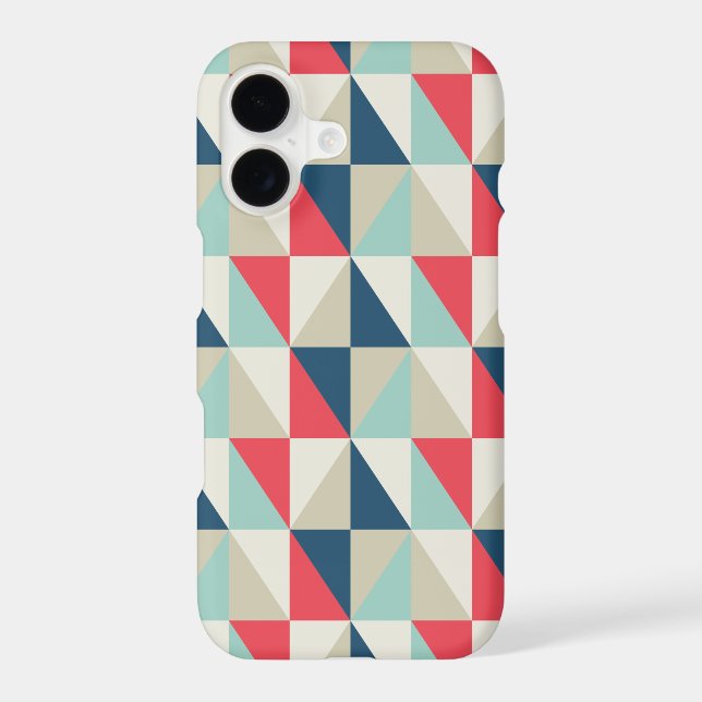 Retro Geometric Red and Blue Triangles Pattern Iphone Case (Back)