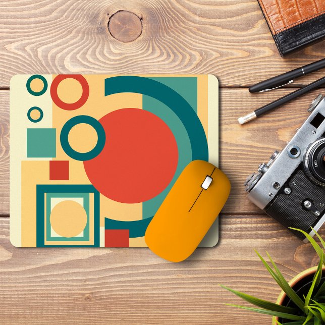 Retro Geometric Risograph Style Abstract Design Mouse Pad (Retro Geometric Risograph Style Abstract Design. Mouse Pad)