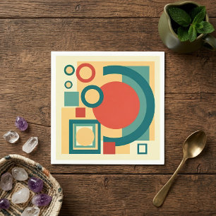 Retro Geometric Risograph Style Abstract Design Napkins