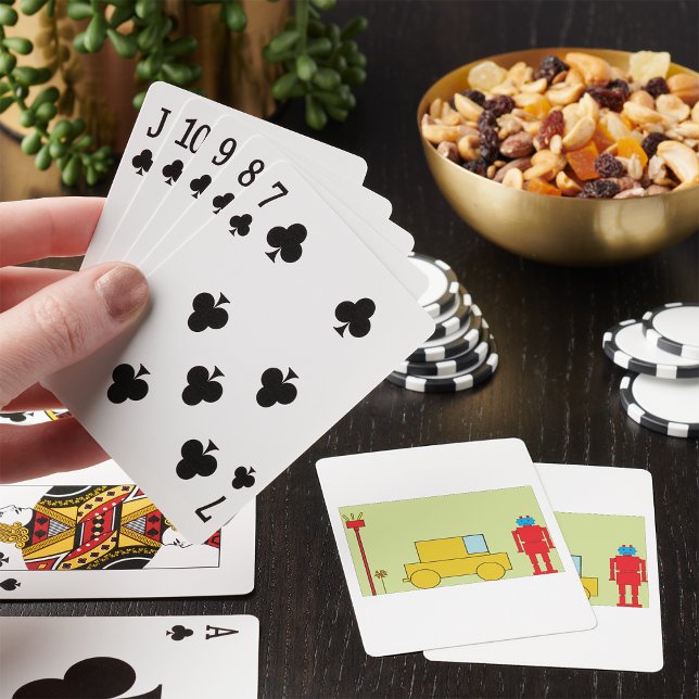 Retro Geometric Robot and Yellow Car Poker Cards (Creator Uploaded)