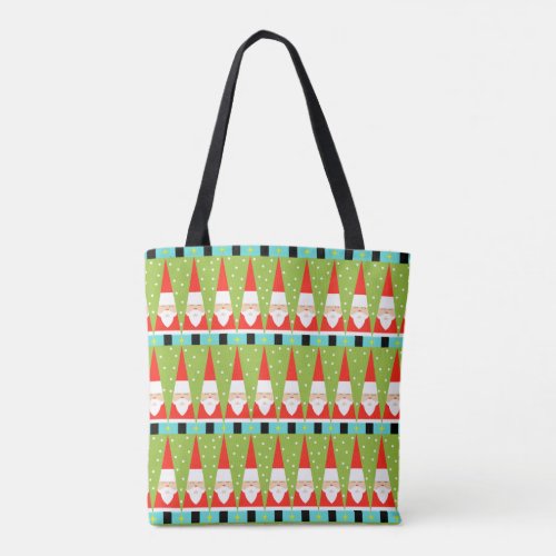 Retro Geometric Santa All_Over Print Tote Bag