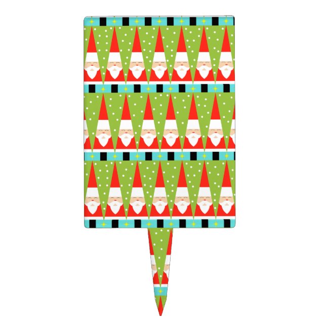 Retro Geometric Santa Cake Pick (Front)