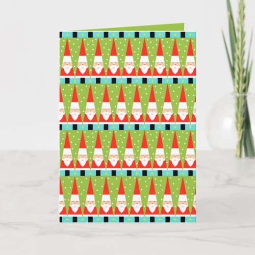 Retro Geometric Santa Christmas Card