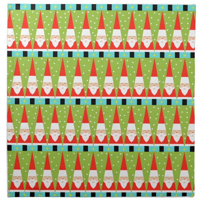 Retro Geometric Santa Cloth Napkins (Front)