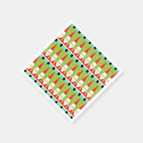 Retro Geometric Santa Cocktail Napkins