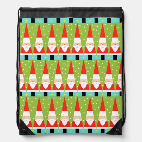 Retro Geometric Santa Drawstring Backpack