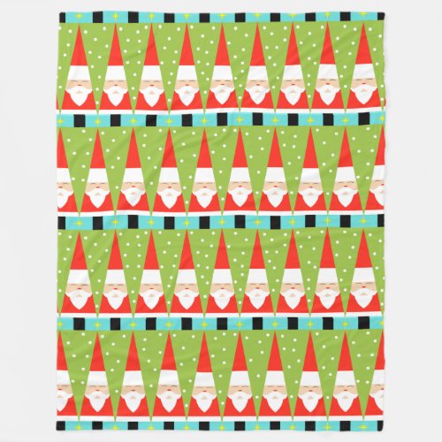 Retro Geometric Santa Fleece Blanket