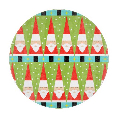 Retro Geometric Santa Glass Cutting Board