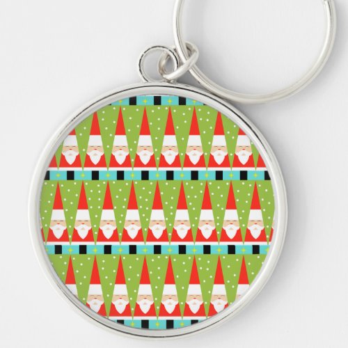 Retro Geometric Santa Keychain