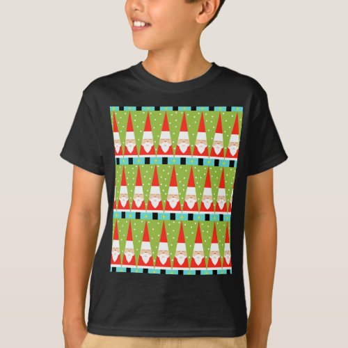 Retro Geometric Santa Kids T_Shirt