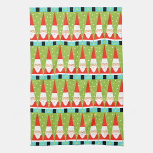 Retro Geometric Santa Kitchen Towel