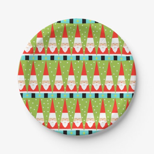 Retro Geometric Santa Paper Plates