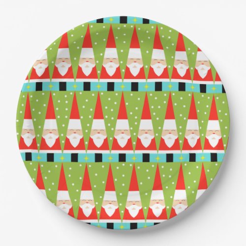 Retro Geometric Santa Paper Plates