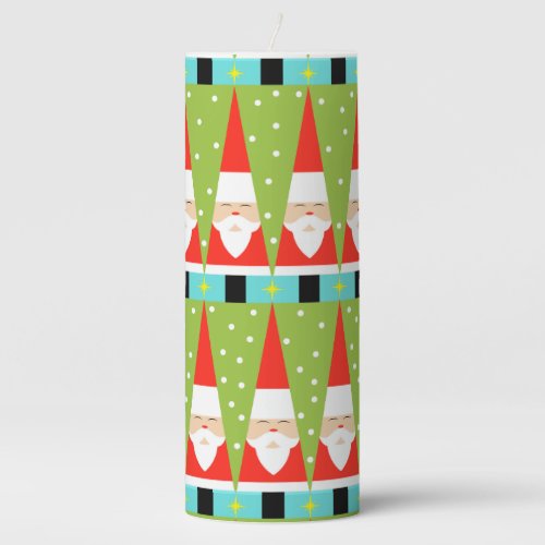 Retro Geometric Santa Pillar Candle